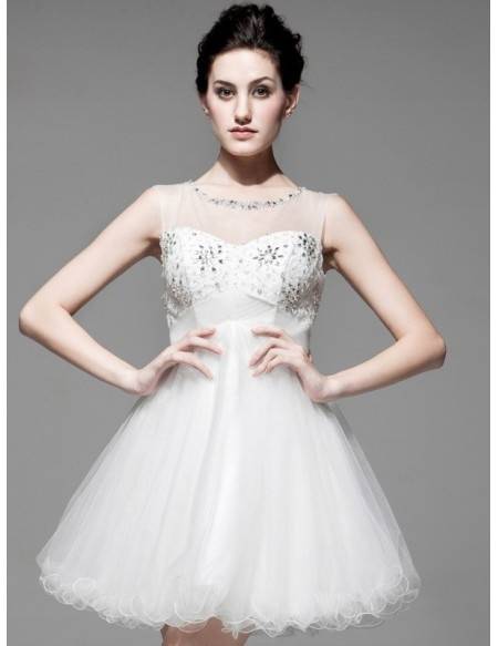 elegant short knee length a line tulle bridesmaid dress