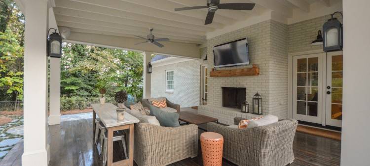 Sheltered decks and patios with large overhangs help create outdoor living  areas, which typically allow you to leave outdoor rugs and furniture  outside