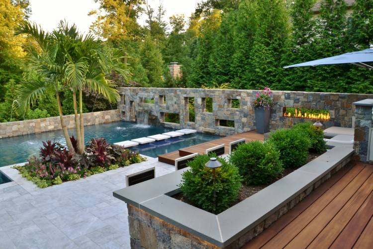 NJ pool designs and landscaping for backyard | by CustomPoolPros