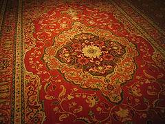 The photo shows the world's largest carpet woven in the northeastern Iranian  city of Neishabour