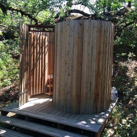 outdoor shower water heater lodge area outdoor circular redwood shower with  water heater portable outdoor camping