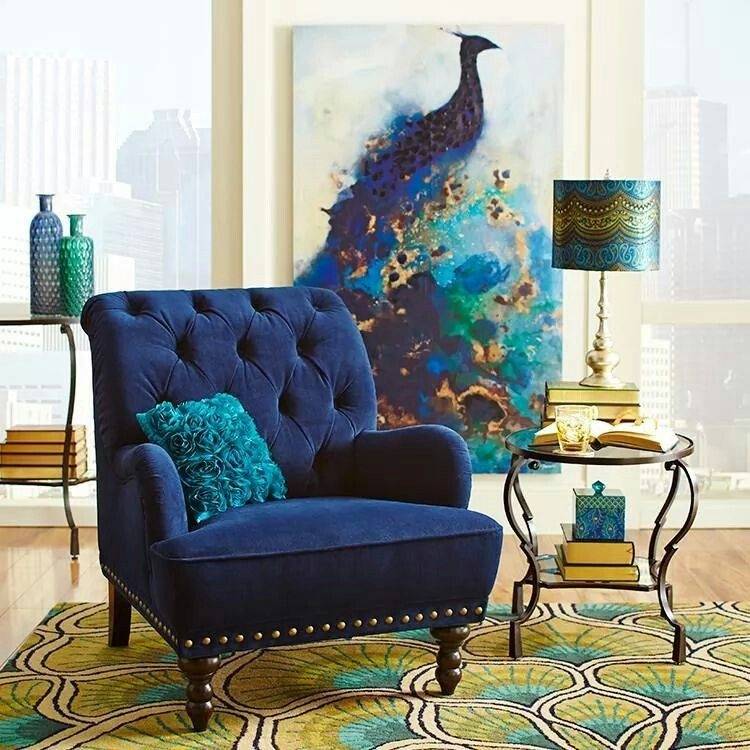 peacock living room decor decorations for home themed theme bedroom color  blue