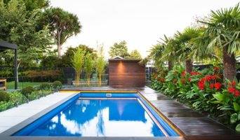 This rooftop pool by Utopia Landscape Design won silver in the Rooftop Landscape  Design Category
