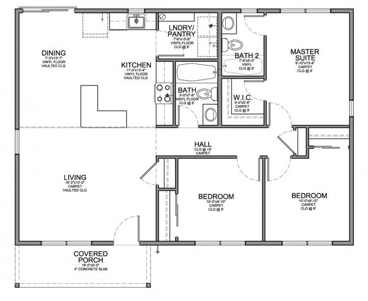 Tiny House Plans 3 Bedroom Small 2 Bath Open Floor Micro