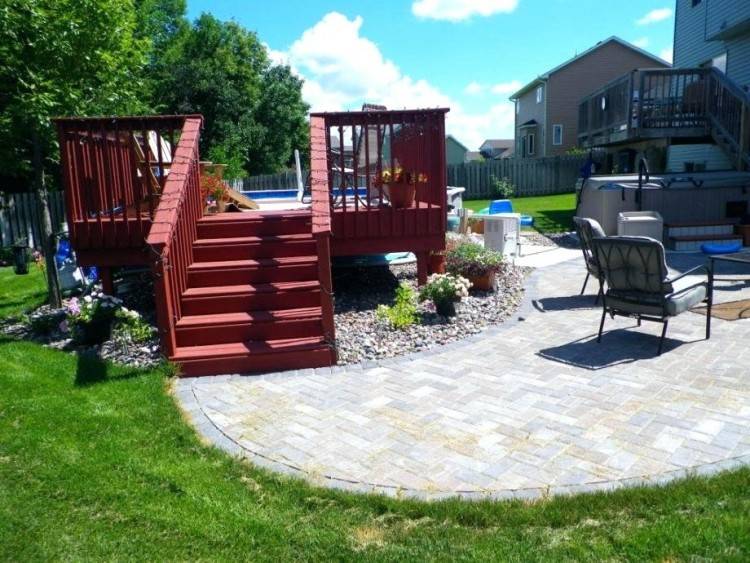 Impressive Image Of Backyard Landscaping Decoration Using Above Ground  Round Pool Deck Ideas : Lovely Picture