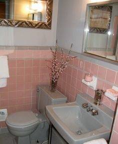 pink bathroom tiles with original  colors