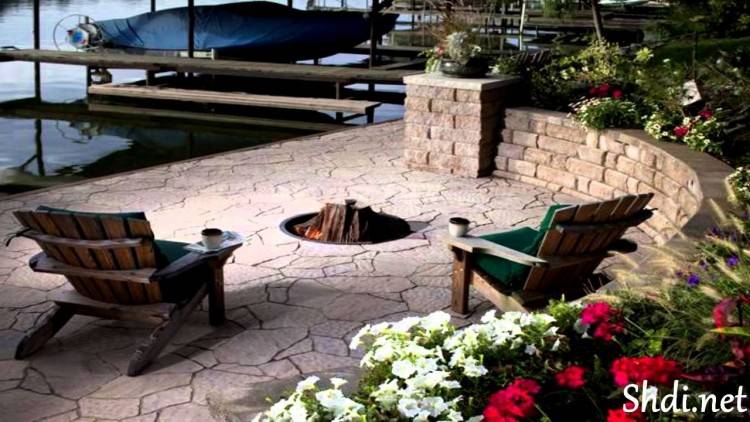 Fireplace With Relaxing Outdoor Living Space And Surrounded By  Beautiful Garden Including Large Patio Umbrella For Masonry Fireplaces Design  Ideas