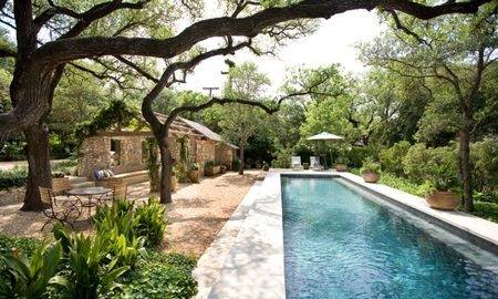 Fabulous large tree and shrub planting for privacy in swimming pool  area Mahwah NJ