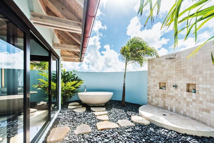 Apartments Amazing Small Outdoor Shower Area With Brick Stone
